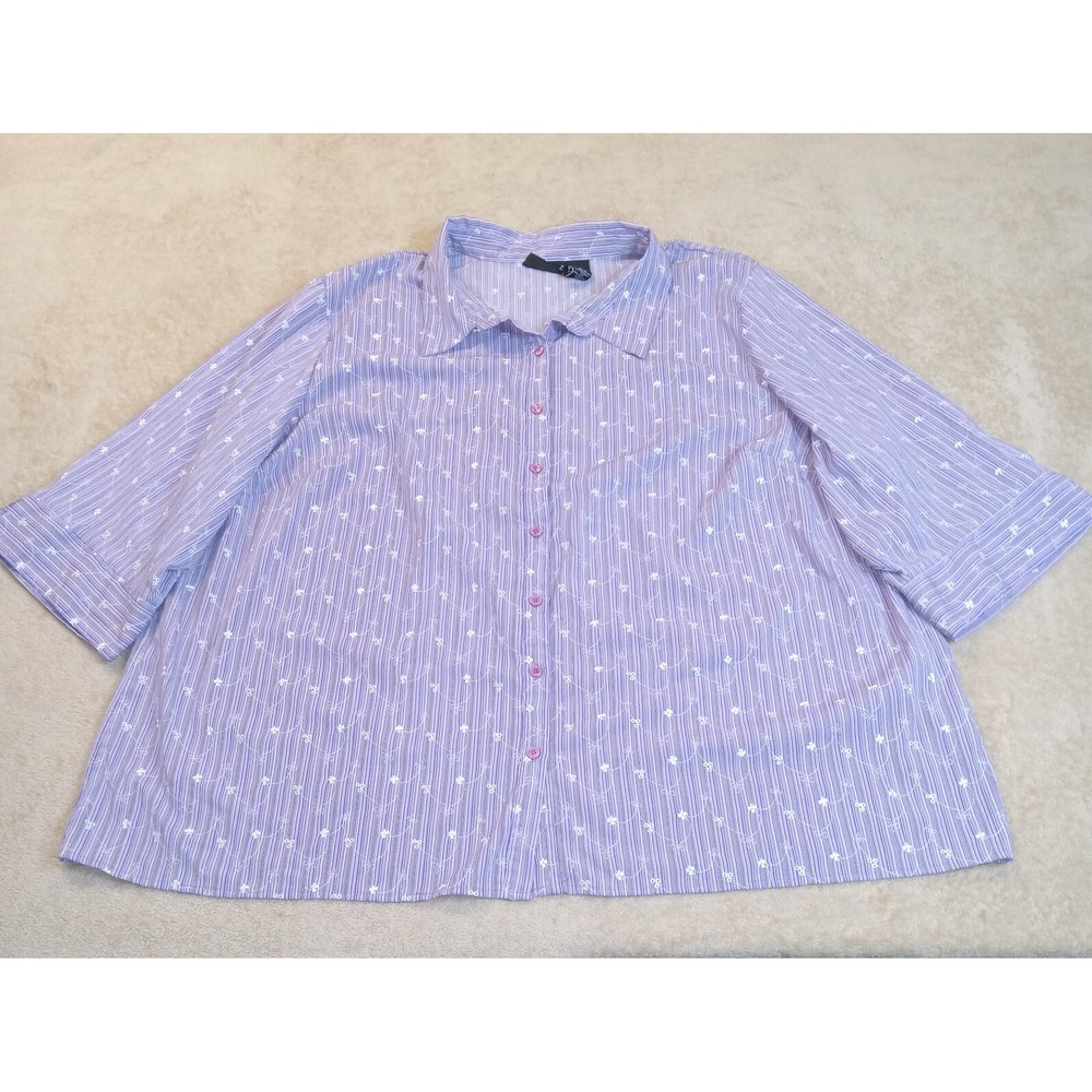 Maggie Barnes Short Sleeve Button Up Shirt Lavender Size 4X